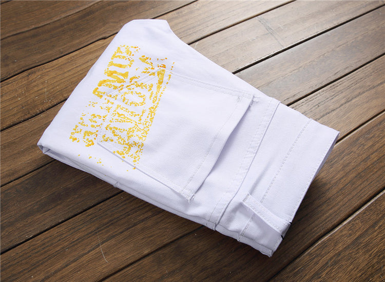 Jeans SLIM Graffiti Print PLUS SIZE Trousers Men - Swefashionstore