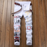 Jeans SLIM Graffiti Print PLUS SIZE Trousers Men - Swefashionstore