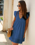 Summer V-neck Cotton Short Skirt Solid Color Dress - Swefashionstore