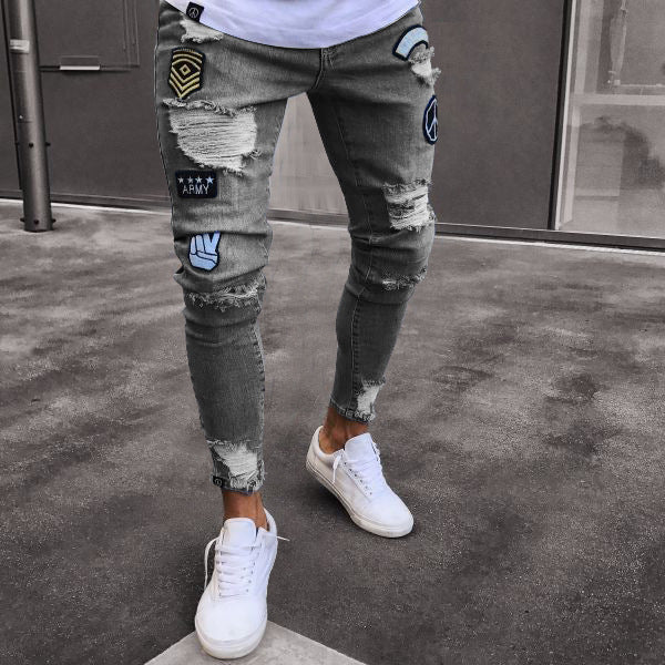 Knee hole Denim zipper feet Jeans - Swefashionstore