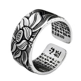 Buddhism Jewelry Heart Sutra Lotus Ring - Swefashionstore