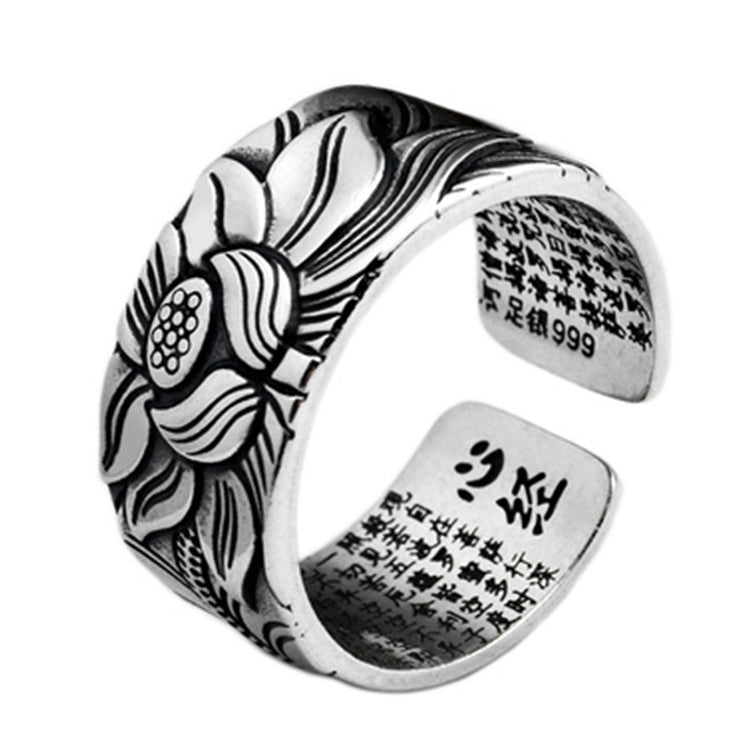 Buddhism Jewelry Heart Sutra Lotus Ring - Swefashionstore