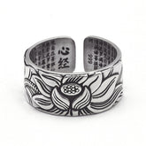 Buddhism Jewelry Heart Sutra Lotus Ring - Swefashionstore