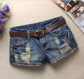 New Women Denim Shorts Mini Rivet Holes Jeans Low Waist - Swefashionstore