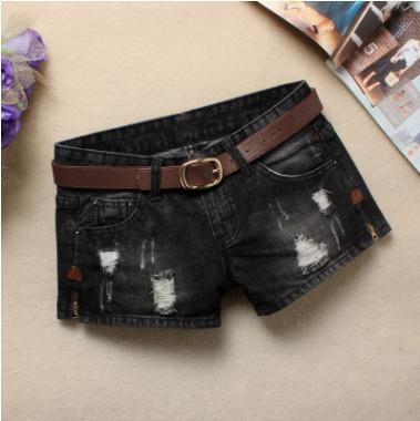 New Women Denim Shorts Mini Rivet Holes Jeans Low Waist