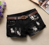New Women Denim Shorts Mini Rivet Holes Jeans Low Waist - Swefashionstore