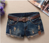 New Women Denim Shorts Mini Rivet Holes Jeans Low Waist - Swefashionstore