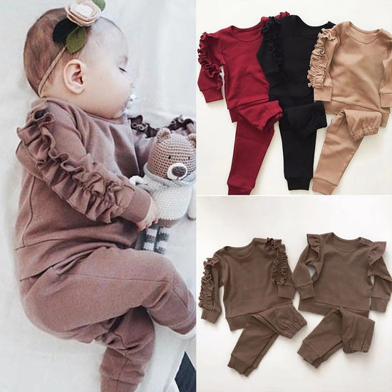Newborn Baby Boys Girls Ruffles Jumper SET - Swefashionstore