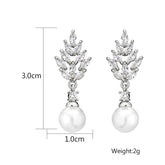 Stylish And Simple Personality Micro Inlaid Zircon Pearl Earrings - Swefashionstore