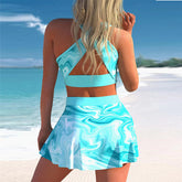 Split Swimwear Skirt Conservative Large Print - Swefashionstore