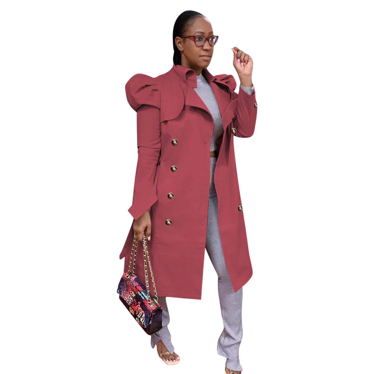 Pure Color All-match Long Trench Coat Women&