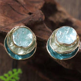 Ins Three-colored Painting Round Earrings Fashion Elegant Versatile Geometric Earrings For Women Jewelry - Swefashionstore