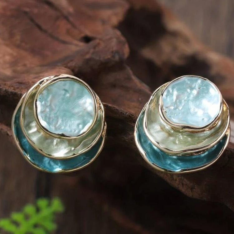 Ins Three-colored Painting Round Earrings Fashion Elegant Versatile Geometric Earrings For Women Jewelry - Swefashionstore