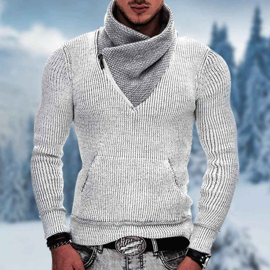 Fashion Slim Fit Knit Coat with High Neck and Pockets