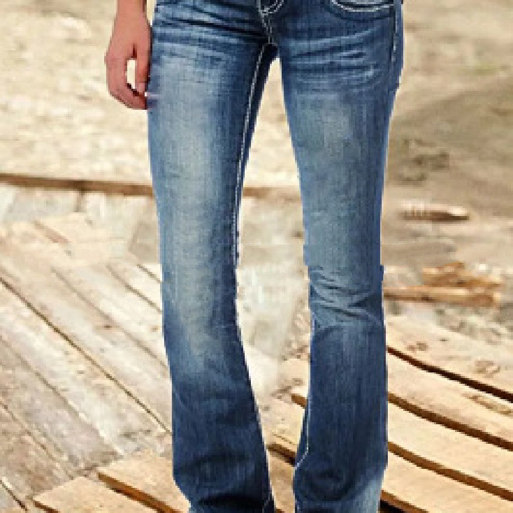 Denim Damen Low-Waist Flare Baumwolljeans