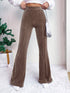 High Waist Lamp Wick Corduroy Bell-bottom Pants Wide Leg Women - Swefashionstore