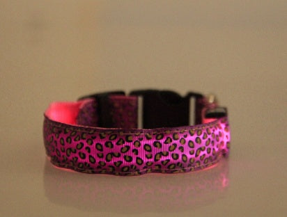 LED Dog Collar Safety Adjustable Nylon Leopard Pet Collar - Swefashionstore