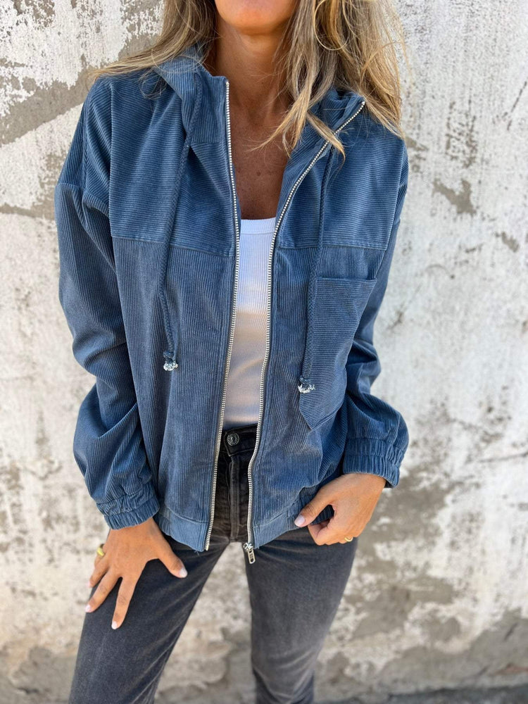 Hooded Zip-up Jacket With Pockets - Swefashionstore