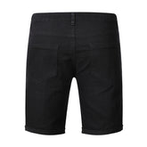 Ripped black denim straight type shorts - Swefashionstore
