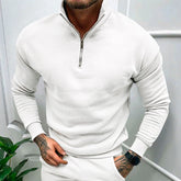 Solid Color Zipper Sweatshirt Men&