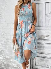 FLORAL Print Layered Hem Dress Maxi Vacation Beach OUTFIT - Swefashionstore