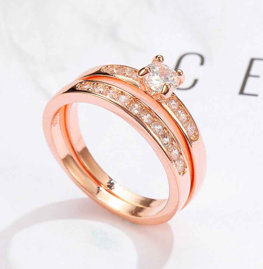 Rose gold ring with diamonds