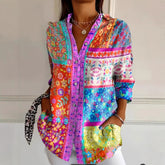 Fashion Casual Shirt Digital Printing Lapel Long Sleeve Shirt - Swefashionstore