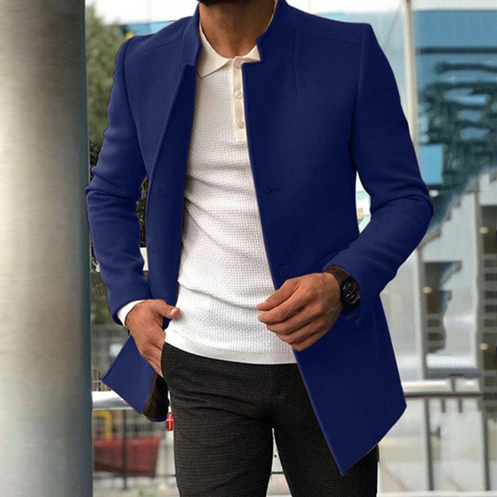 Men's Slim Coat Fashion Single-Breasted Solid Color Business Jackets