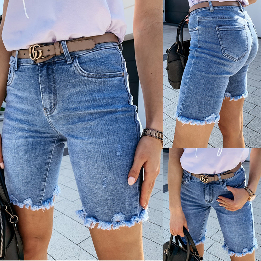 New SUMMER Style Denim RIPPED Five-Point Pants - Swefashionstore