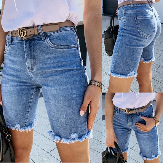 New SUMMER Style Denim RIPPED Five-Point Pants - Swefashionstore