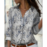 Fashion Casual Shirt Digital Printing Lapel Long Sleeve Shirt - Swefashionstore