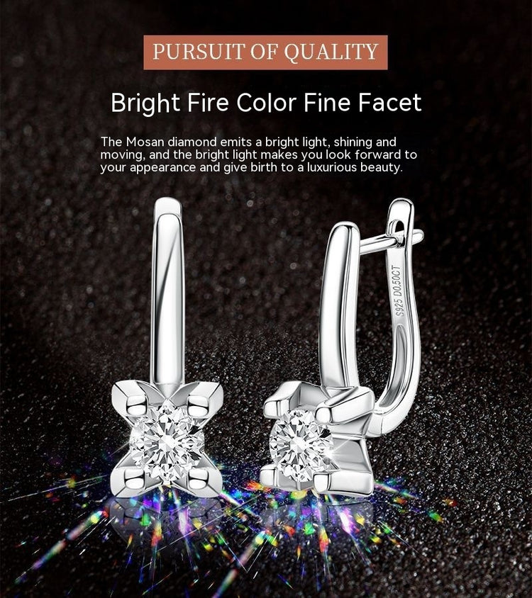 Moissanite Earrings S925 Sterling Silver - Swefashionstore