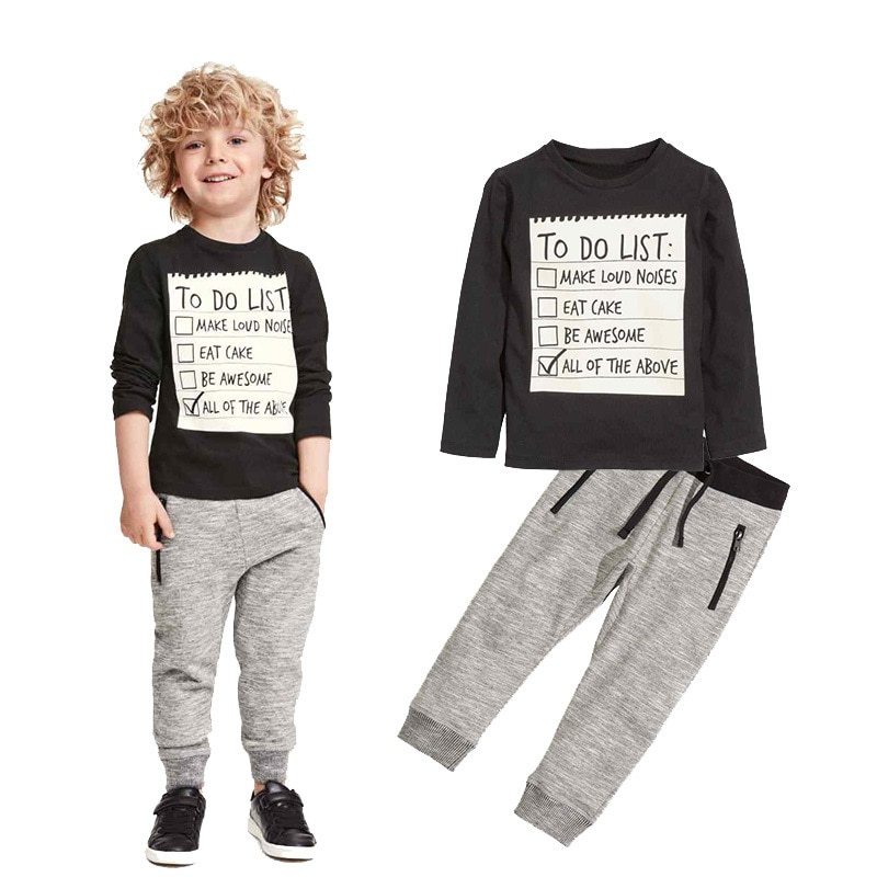Kids Clothing Set Casual Long Sleeves T-shirt Pants 2pcs Suit - Swefashionstore