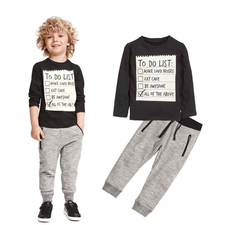 Kids Clothing Set Casual Long Sleeves T-shirt Pants 2pcs Suit - Swefashionstore