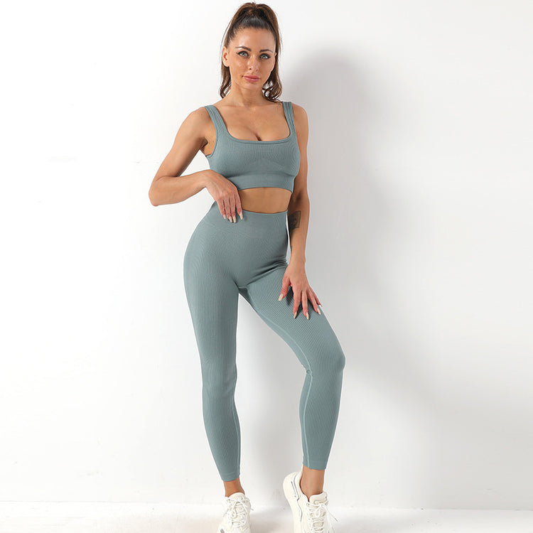 2pcs Thread Yoga SUIT Seamless Bra Lifting High Waist Leggings SET - Swefashionstore