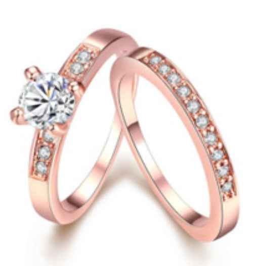 Rose gold ring with diamonds