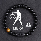 Twelve Constellation Black Glass Tiger-eye Bracelet - Swefashionstore