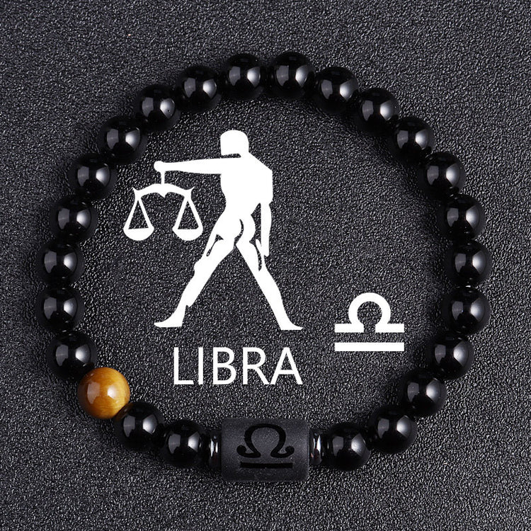 Twelve Constellation Black Glass Tiger-eye Bracelet - Swefashionstore
