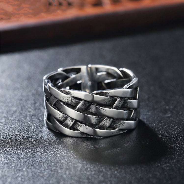 Personalized Retro Woven Extra Wide Ring - Swefashionstore