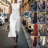 Summer Irregular Sleeveless Dress With Belt Fashion Temperament Slim Back Zipper Dresses For Women Clothing - Swefashionstore