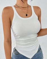 SOLID Ruched Hanky Hem Tank TOP - Swefashionstore