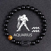 Twelve Constellation Black Glass Tiger-eye Bracelet - Swefashionstore