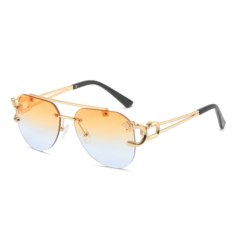 Rimless Leopard Head Sunglasses Women Men&