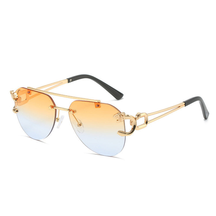 Rimless Leopard Head Sunglasses Women Men&