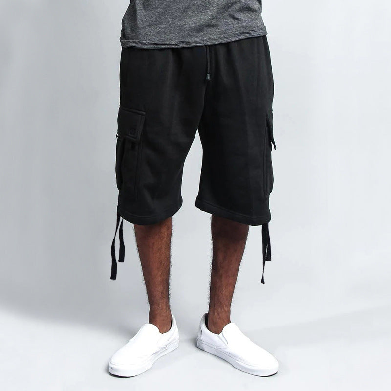 Men's CASUAL Five-point OVERALLS Multi-pocket Loose Straight Shorts