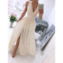 Summer Sleeveless And Ankle Skirt Solid V-neck Front Split Long Dress - Swefashionstore