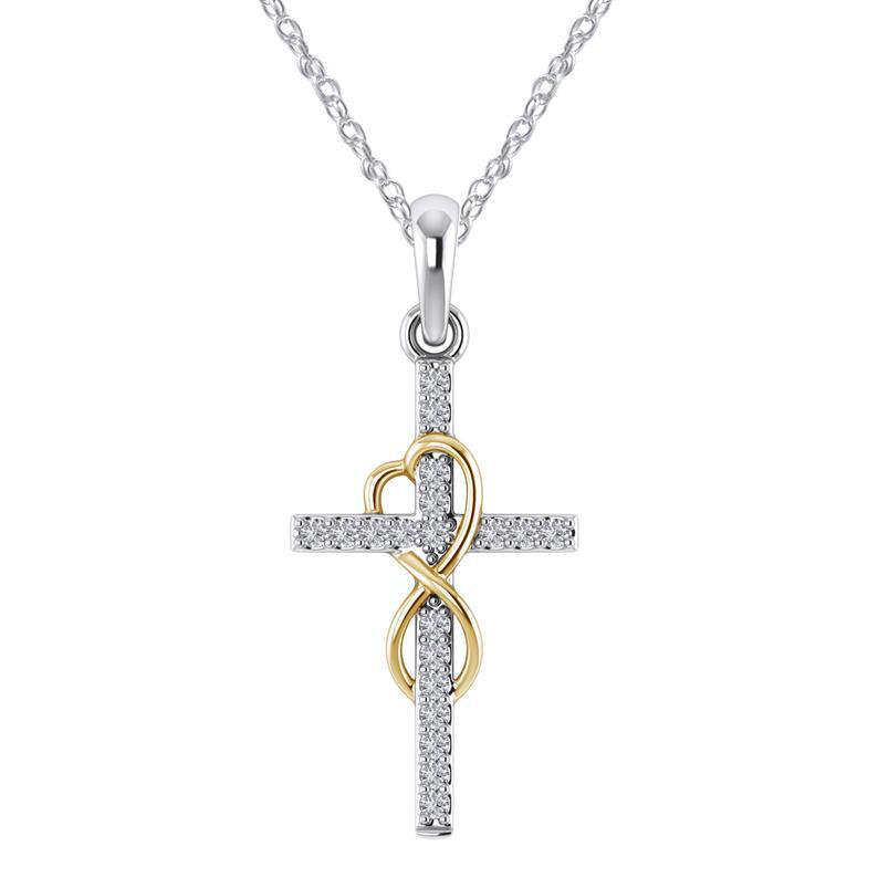 Alloy Pendant With Diamond And Eight-character Cross Necklace - Swefashionstore