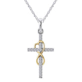 Alloy Pendant With Diamond And Eight-character Cross Necklace - Swefashionstore