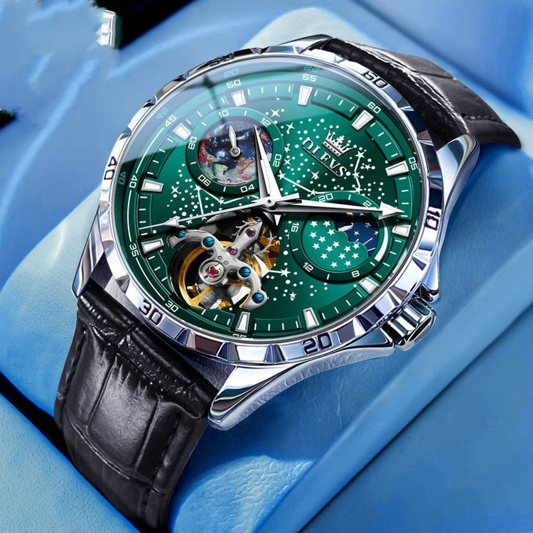 Fashion Starry Sky Mechanical Watch Business Hollow Waterproof Men - Swefashionstore