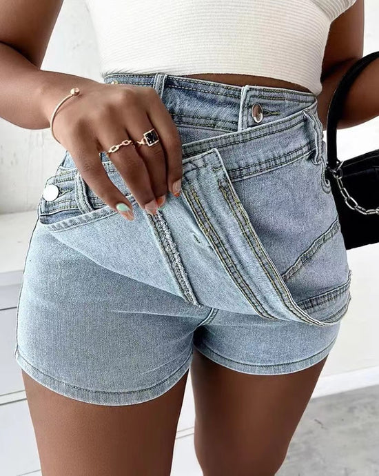 Y2K STREET Vintage DENIM A-Line Skinny MINI Skorts Skirt - Swefashionstore